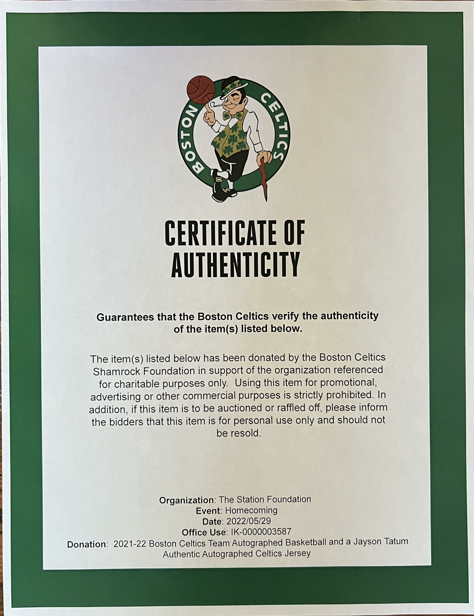 Celtics Experience - (2) Court-Side Tickets plus team-signed Basketball & Jersey signed by Jayson Tatum  - image 5